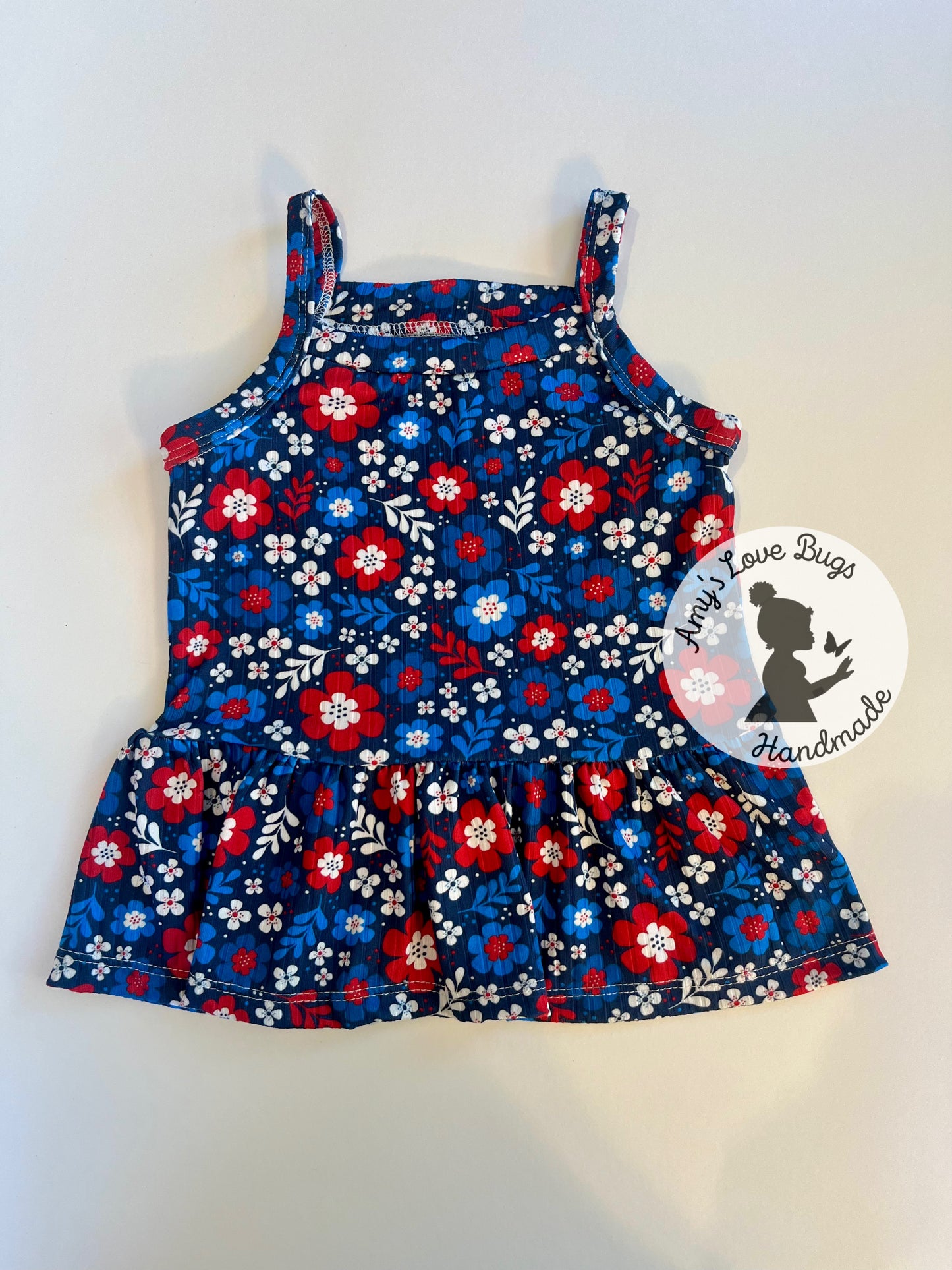 Ruffle Cami: Patriotic Floral • RTS